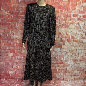 Carlo‎ Vintage Black and Gold Patterned Top and Skirt Set